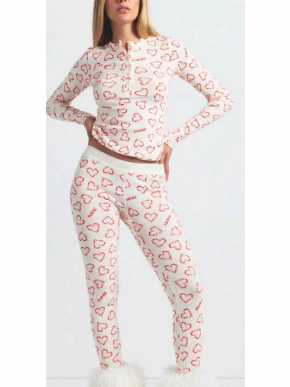 SKIMS cotton ribbed Henley leggings set